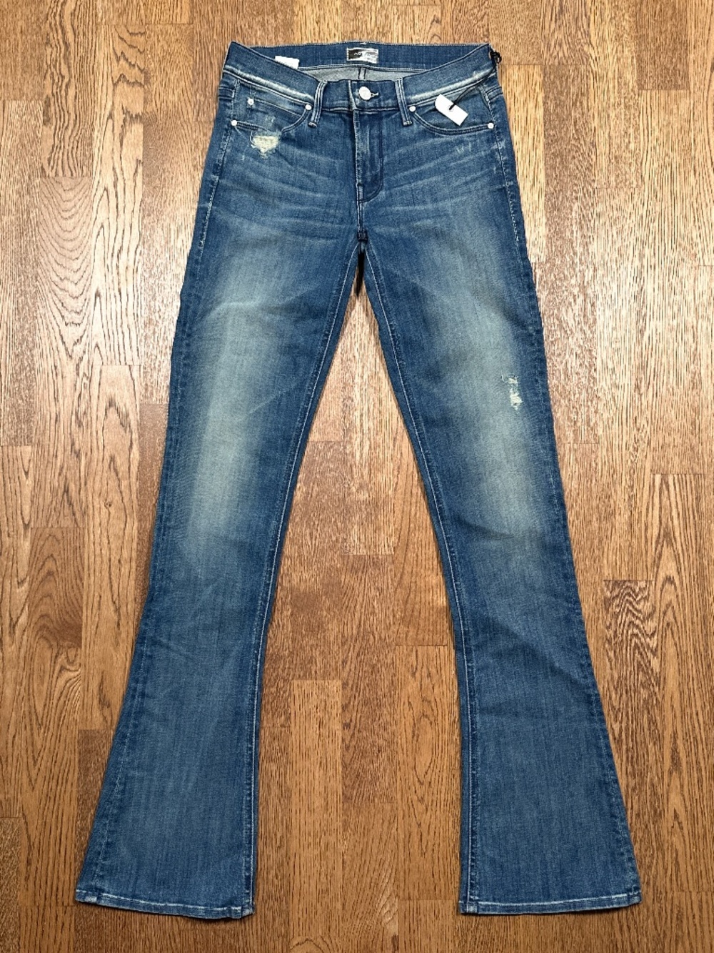 MOTHER The Runaway Graffiti Girl Distressed Flare Boot Cut Denim Jeans Womens 26
